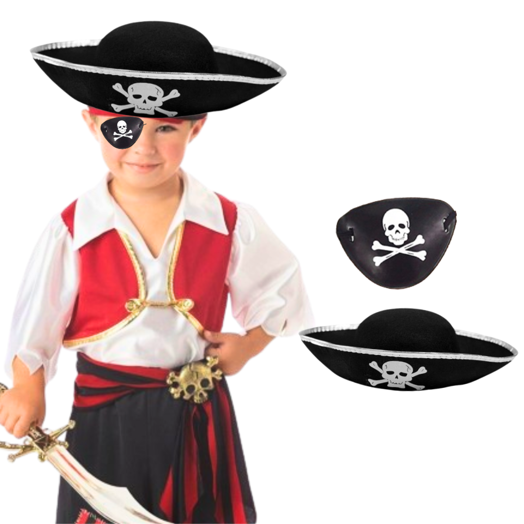 Pirate Cap with Eye Patch Halloween For Kids and Adults