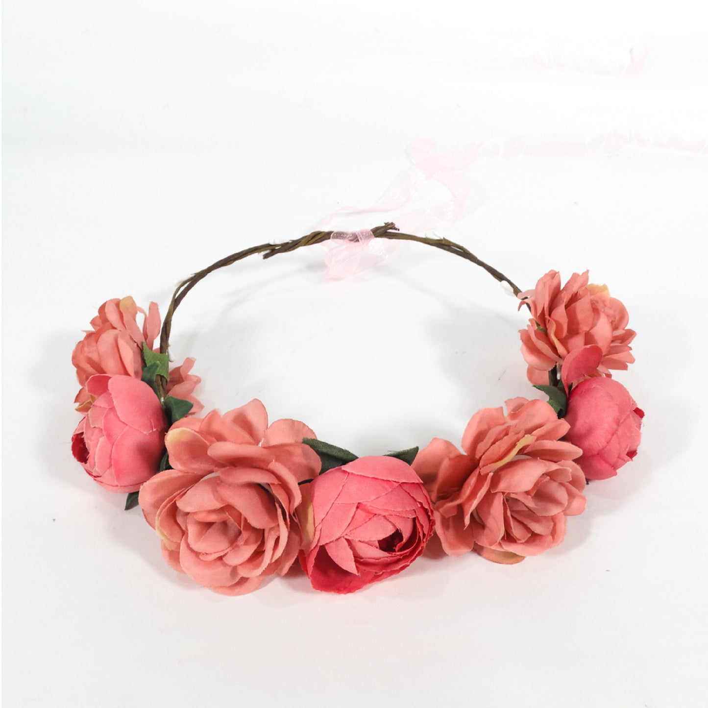 All Around Floral Wooden Tiara Pink