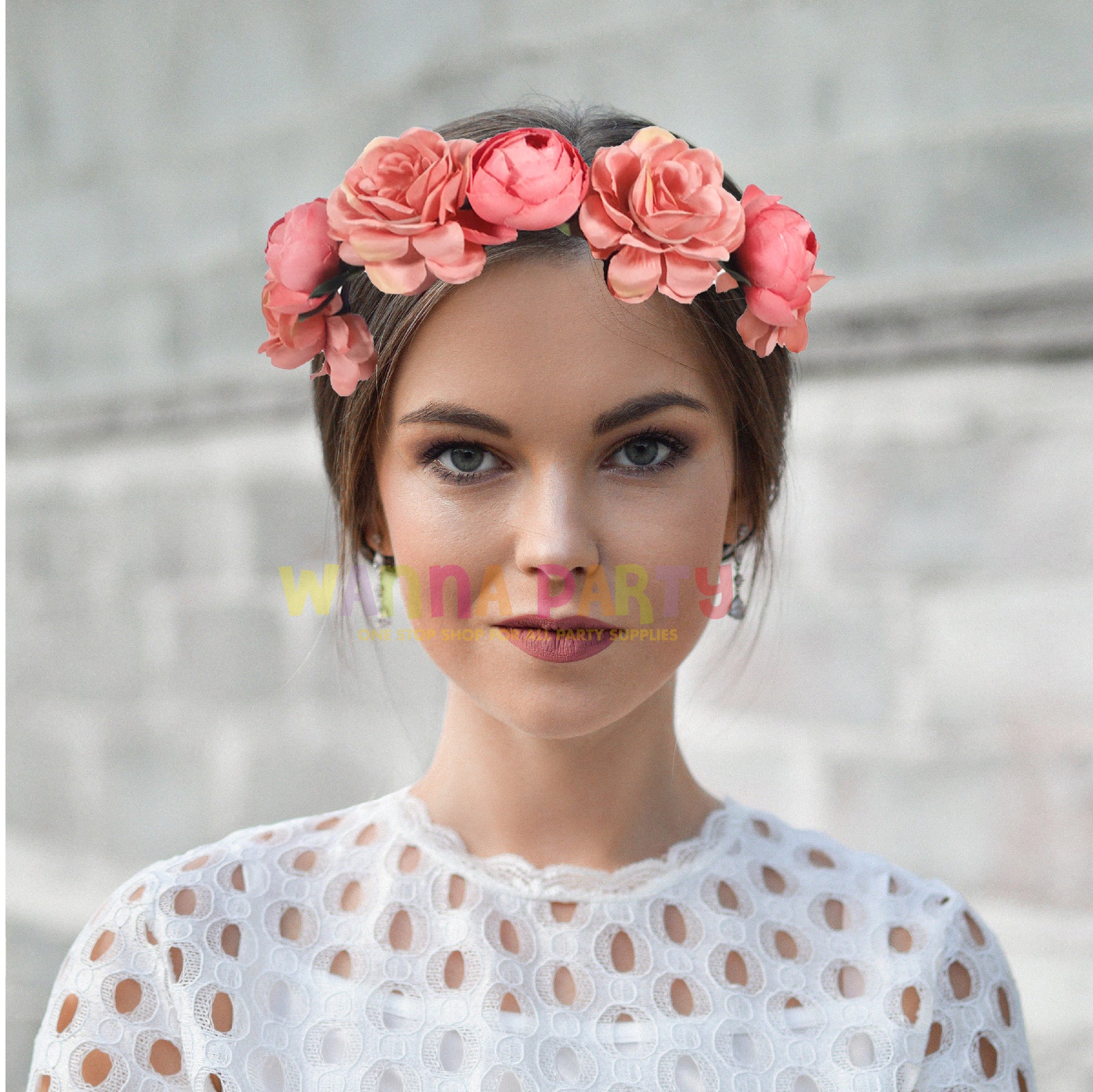 All Around Floral Wooden Tiara Pink