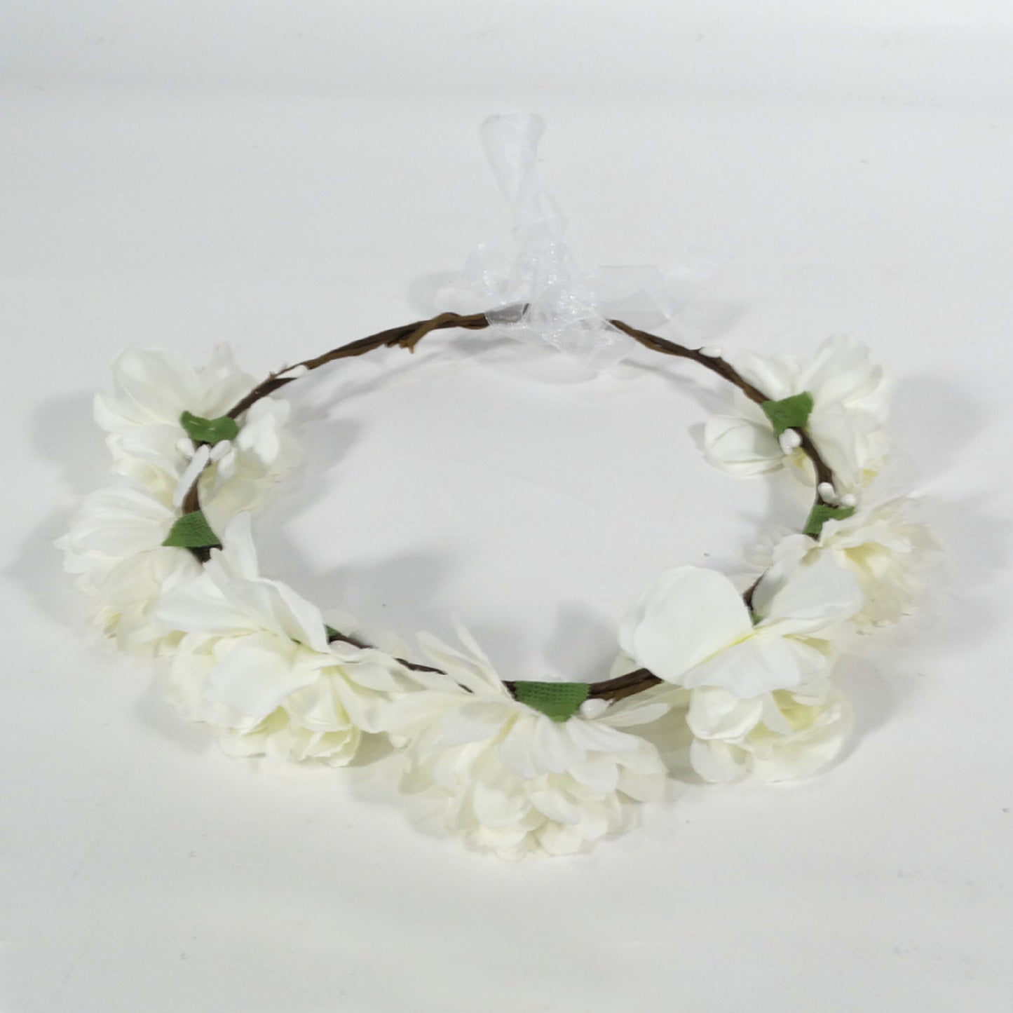 All Around Floral Wooden Tiara White