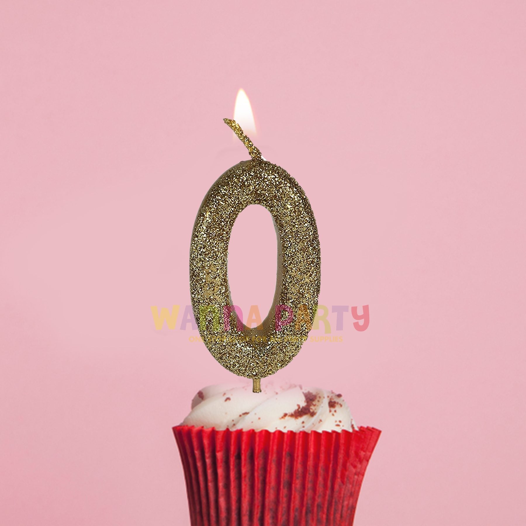 Glitter Gold Numerical Candles - 0 No Candle Glitter Gold