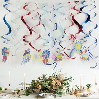 Birthday Boy Swirls Decoration - 12 PC