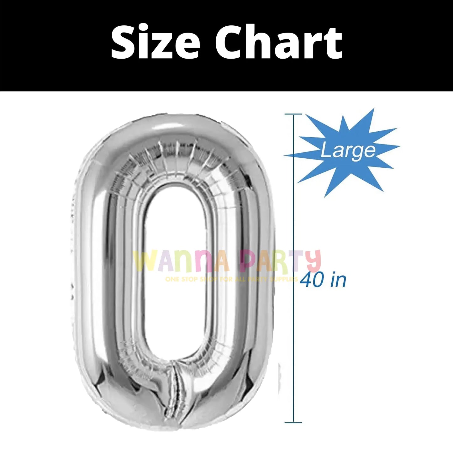 40" Numerical 0 Silver Balloon