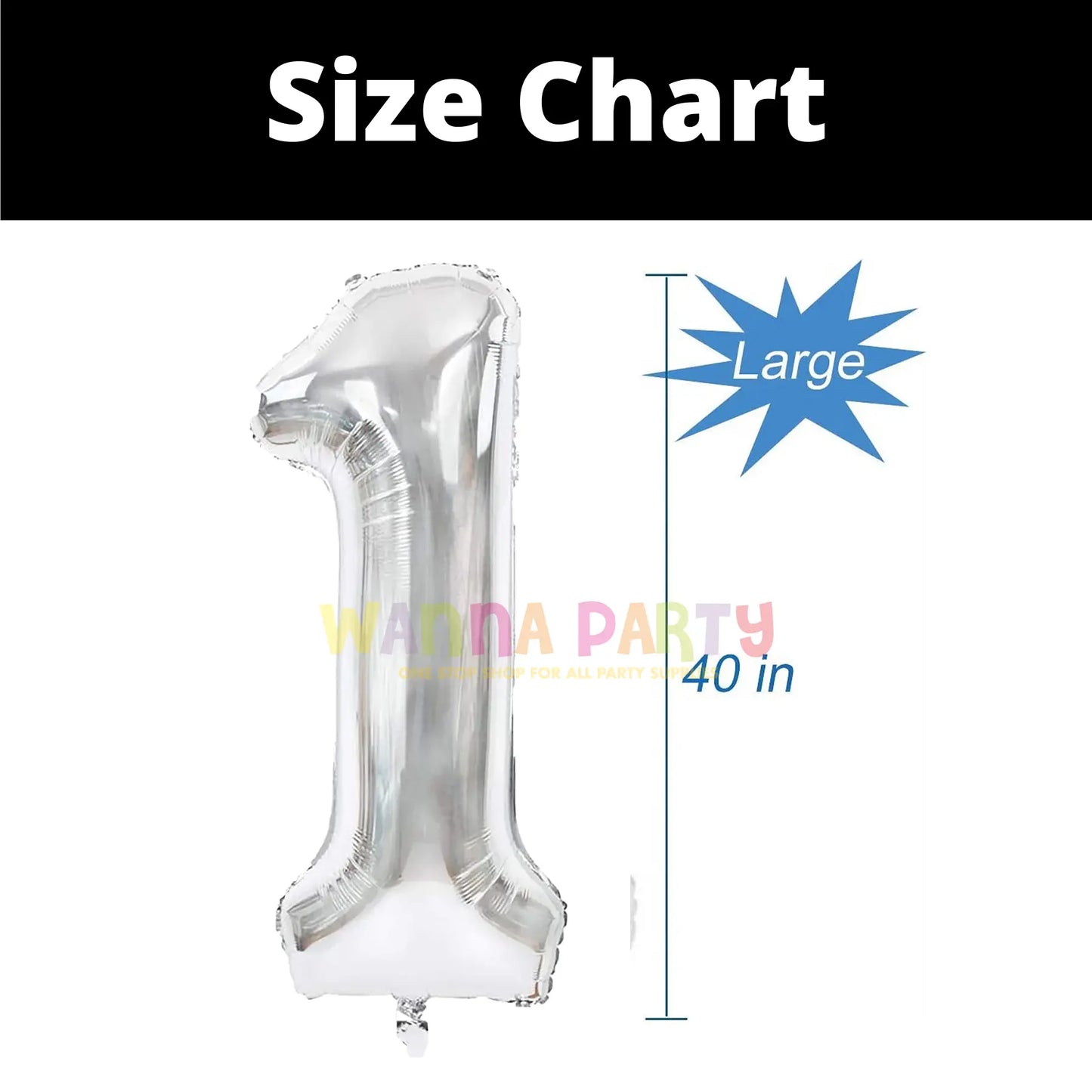 40" Numerical 1 Silver Balloon