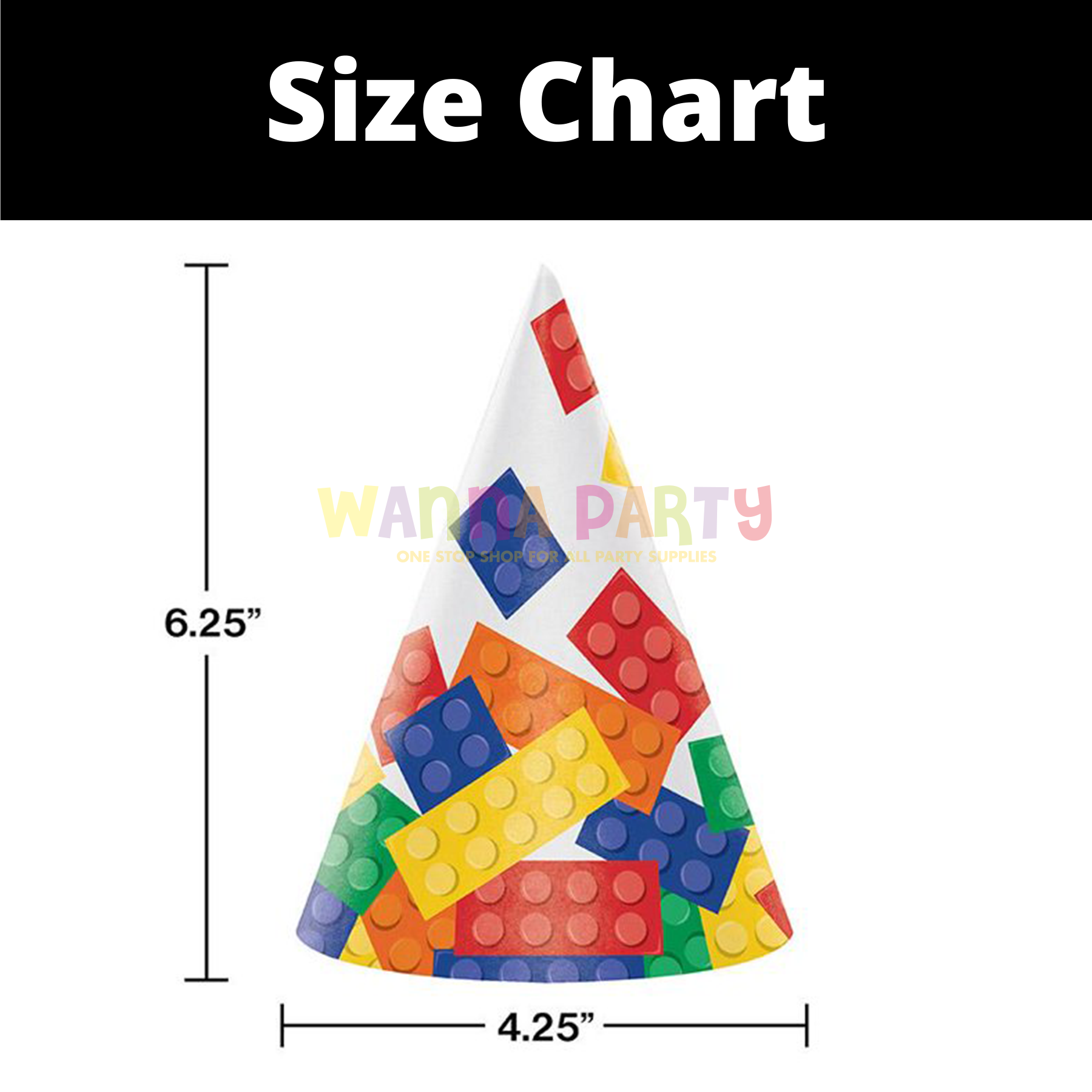 Lego Party Theme Hats - 8PC