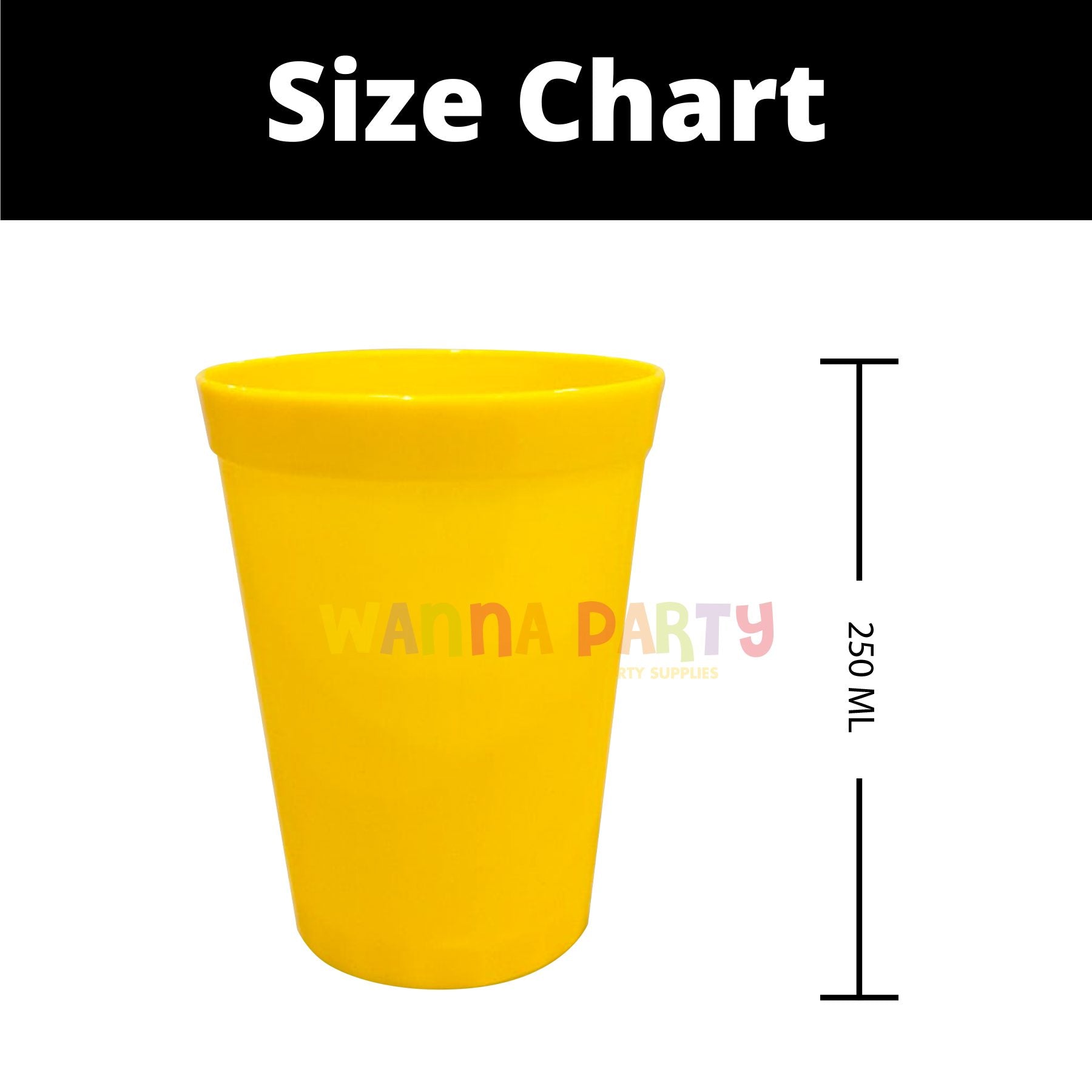 Yellow Solid Color Cups 300 ML - 6PC