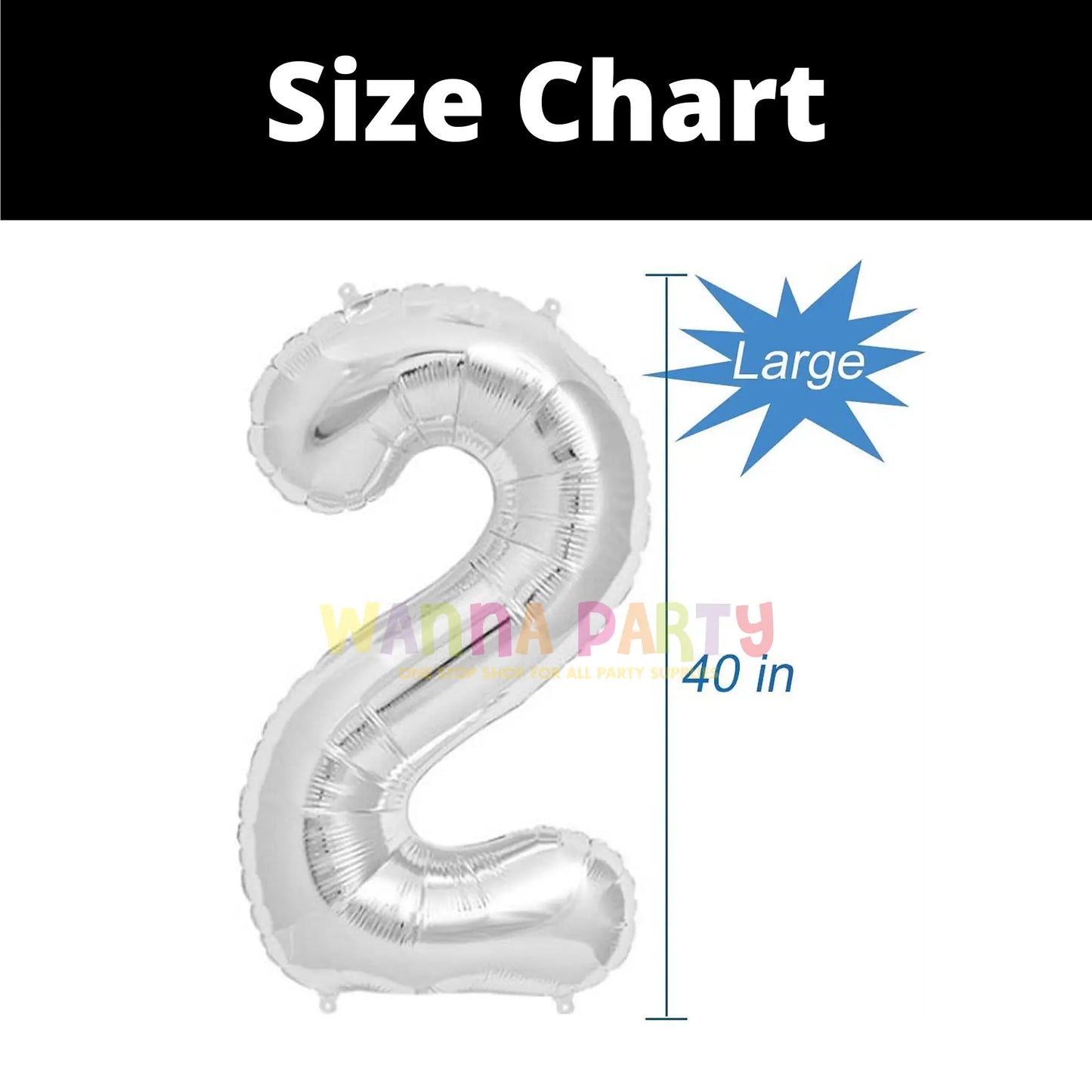 40" Numerical 2 Silver Balloon