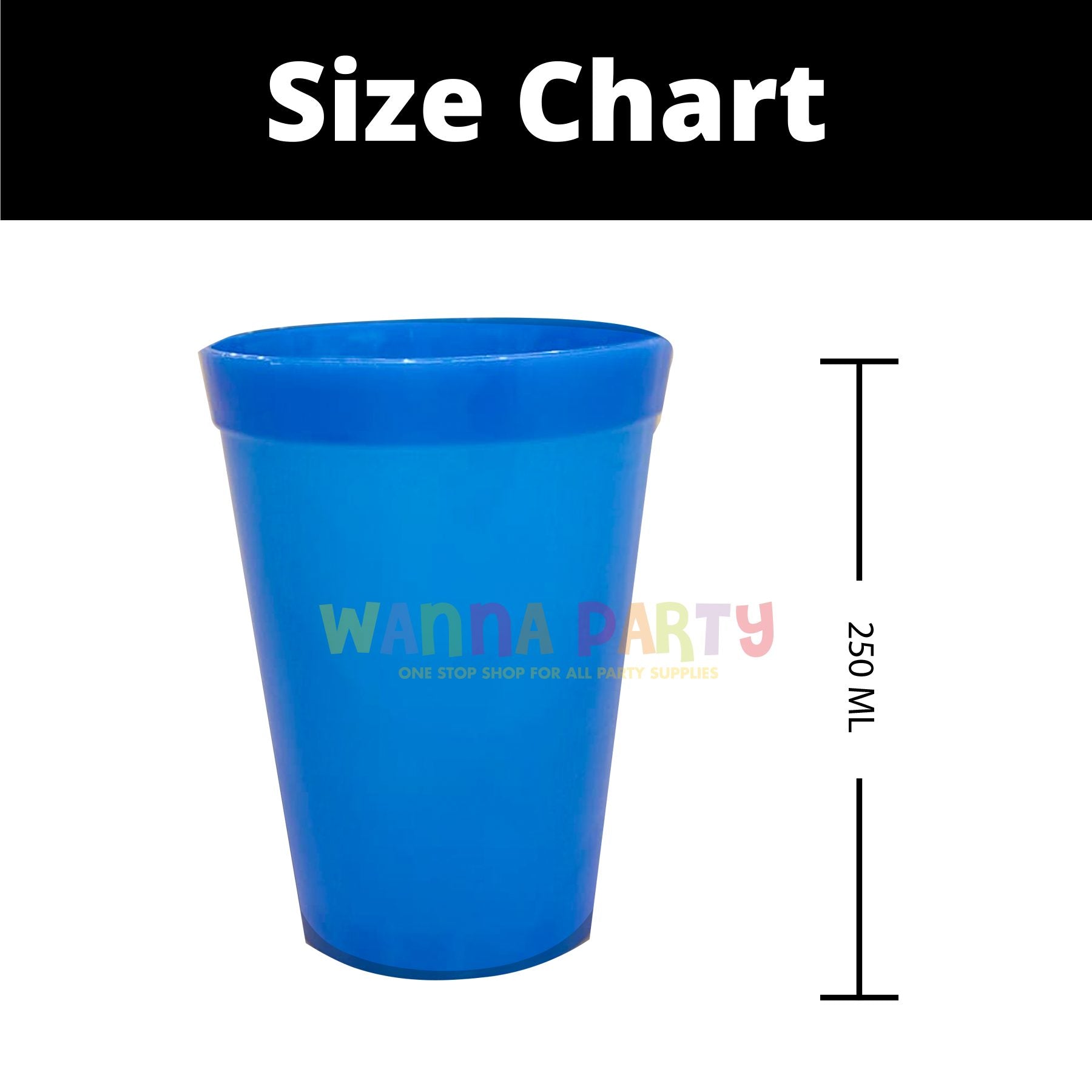 Royal Blue Solid Color Cups 300 ML - 6PC