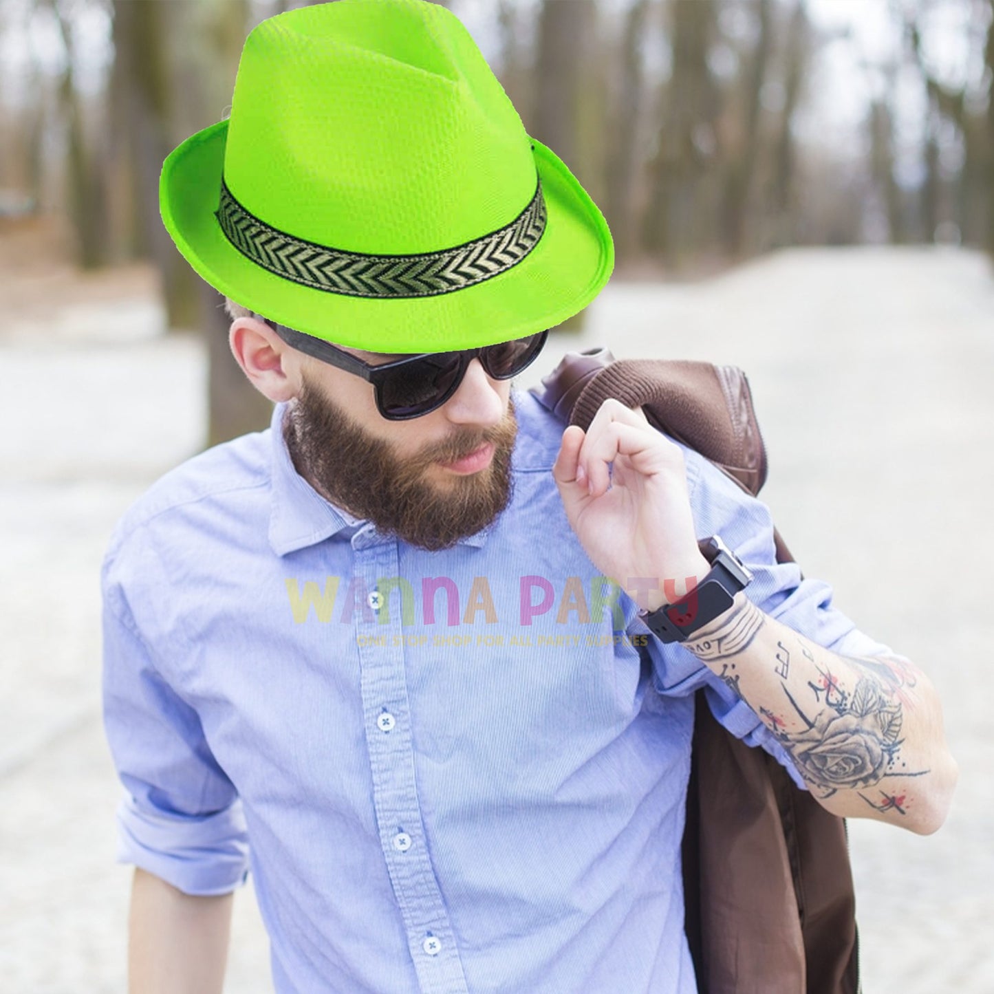 Fedora Hat Neon Green