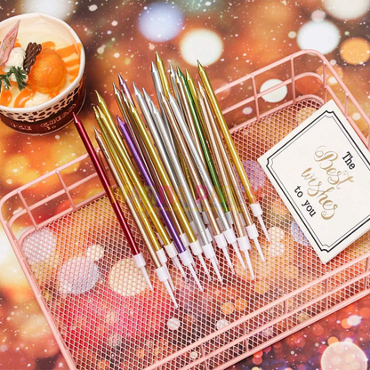 Pencil Thin Golden Candles - 10PC