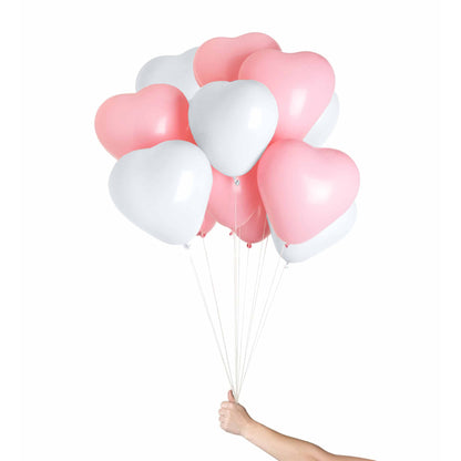 15" Heart Shape White & Pink Balloon -6PC