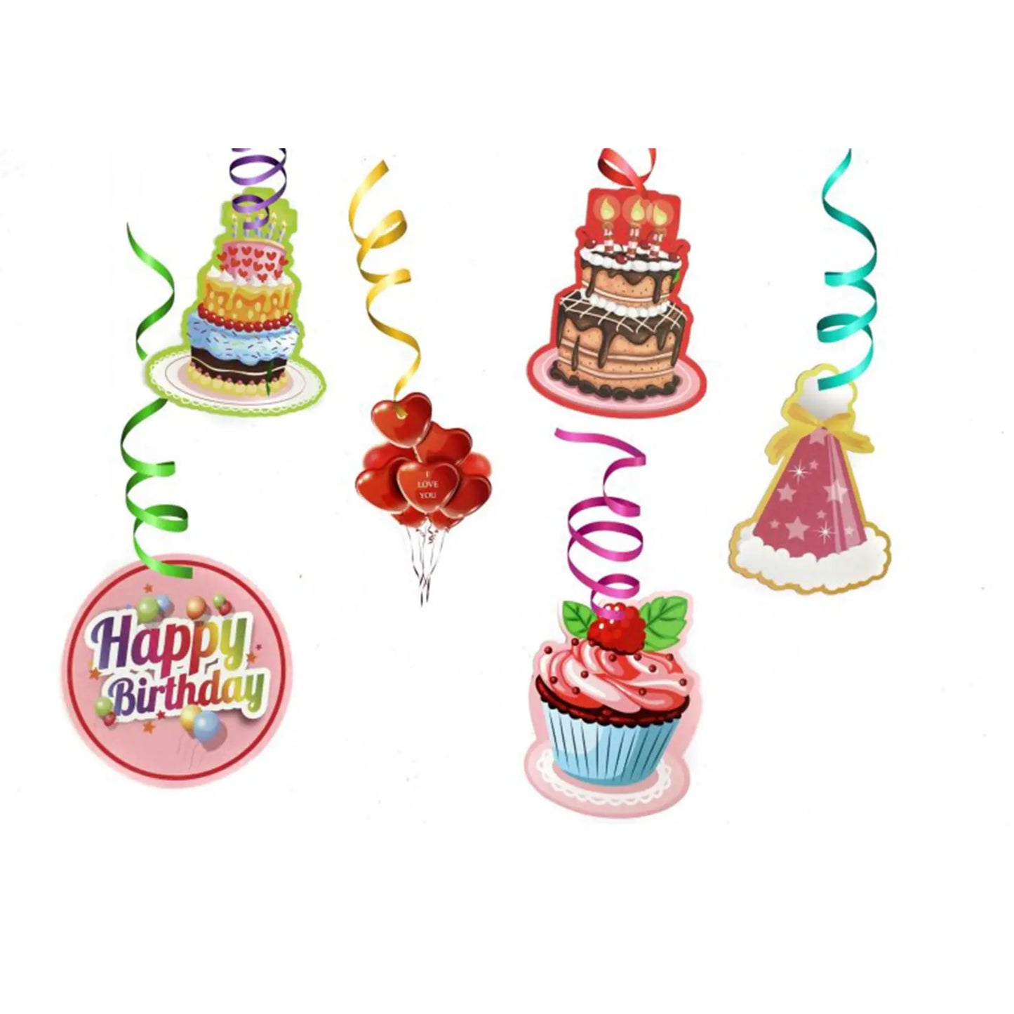 Happy Birthday Swirl Decoration - 12PC