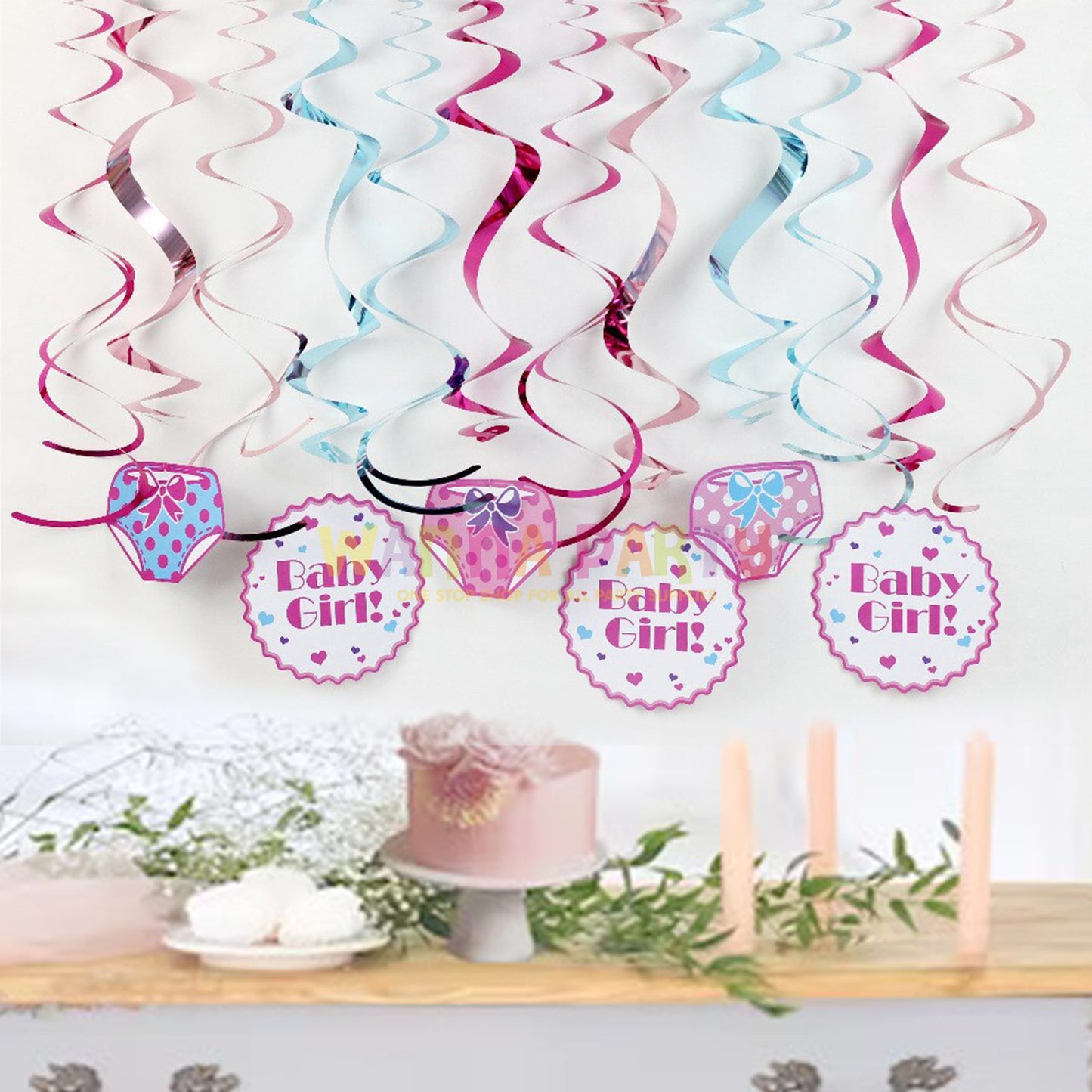 Baby Girl Swirl Decoration - 12 PC