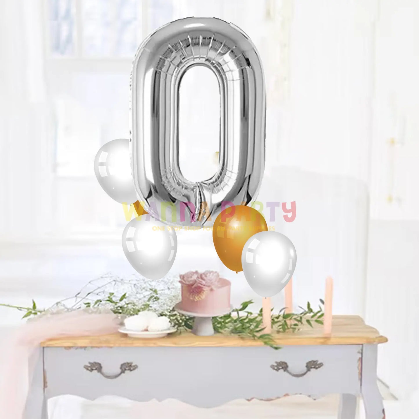 40" Numerical 0 Silver Balloon