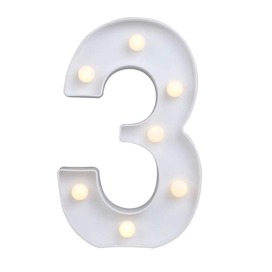 LED White Marquee Numericals - Numerical 3 or No. 3 - 11 inches in Size