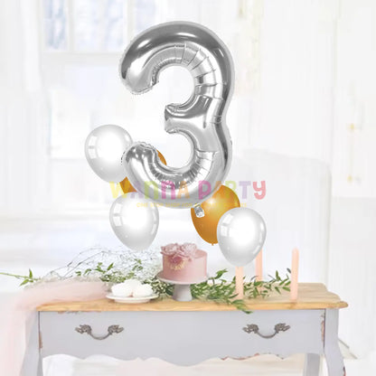 40" Numerical 3 Silver Balloon