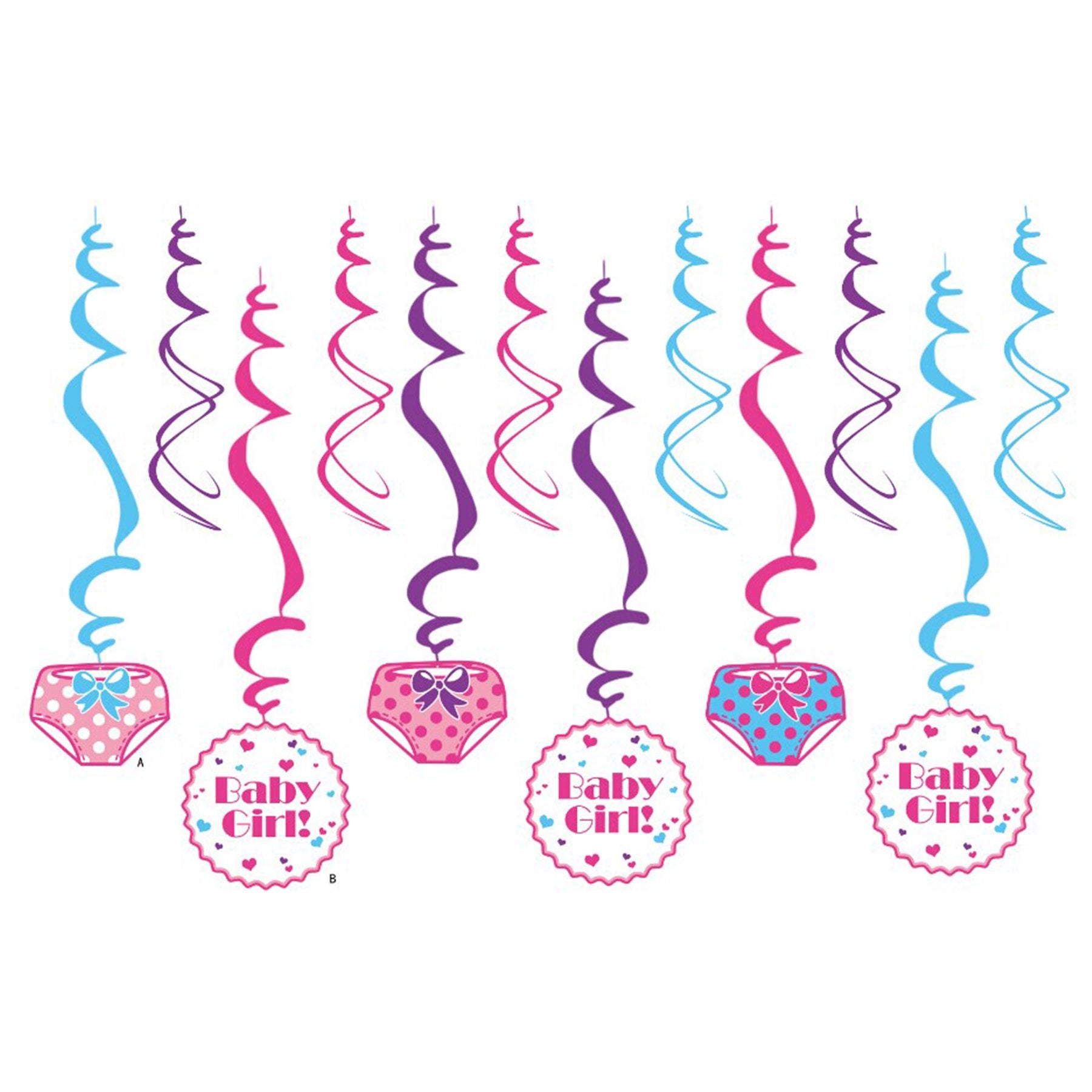 Baby Girl Swirl Decoration - 12 PC