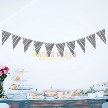 Polka Dot Buntings Silver- Over 9 FT