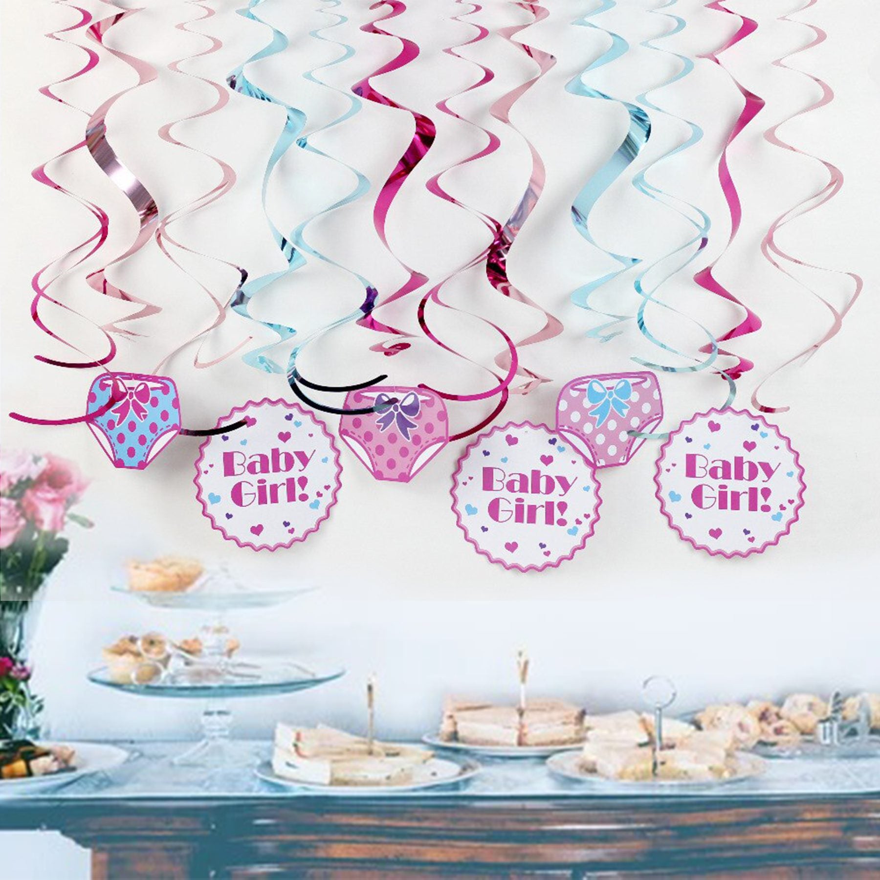 Baby Girl Swirl Decoration - 12 PC