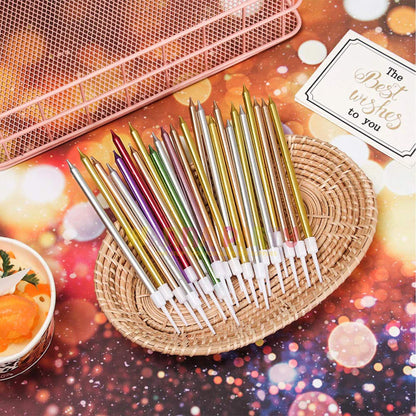 Pencil Thin Silver Candles - 10PC