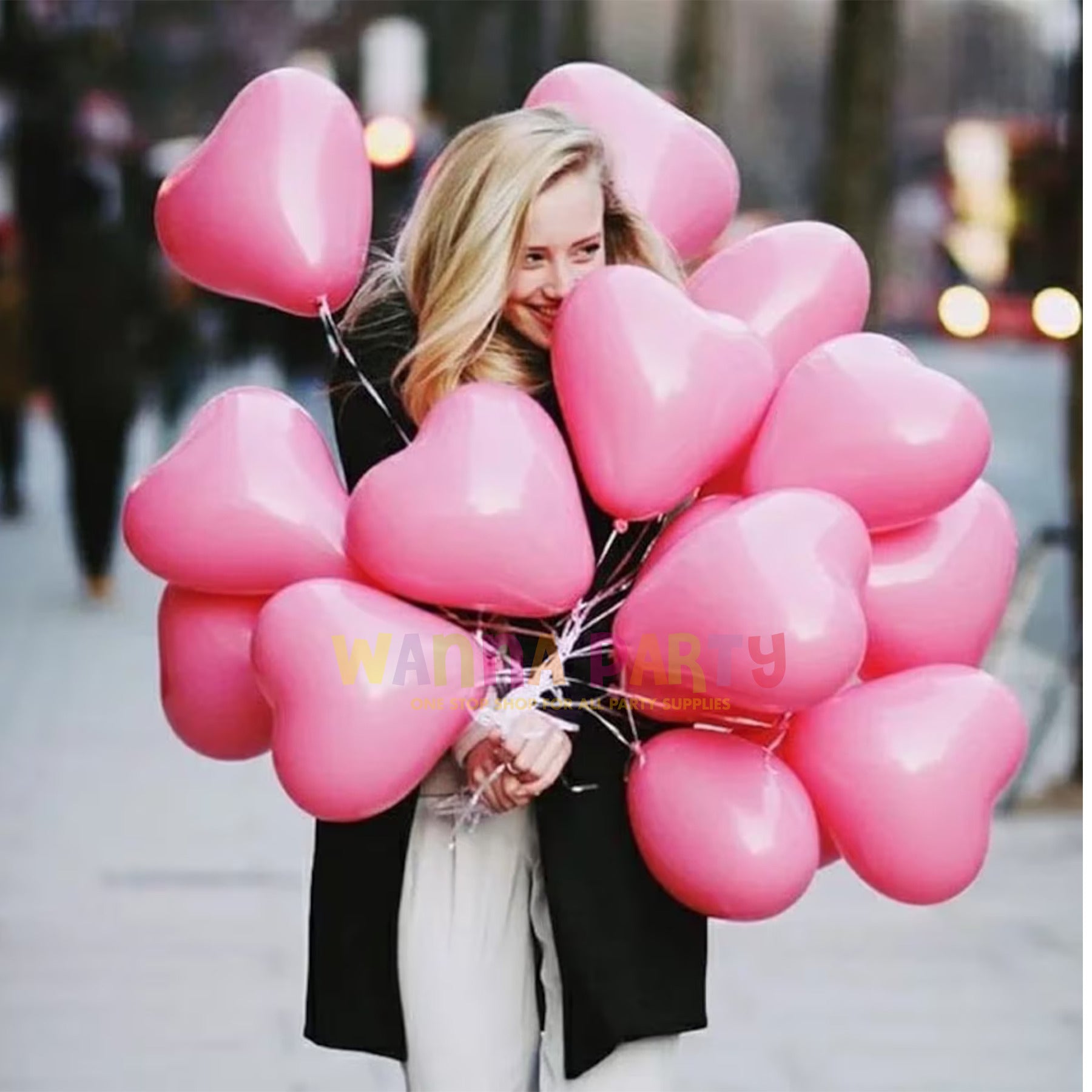 15" Heart Shape White & Pink Balloon -6PC