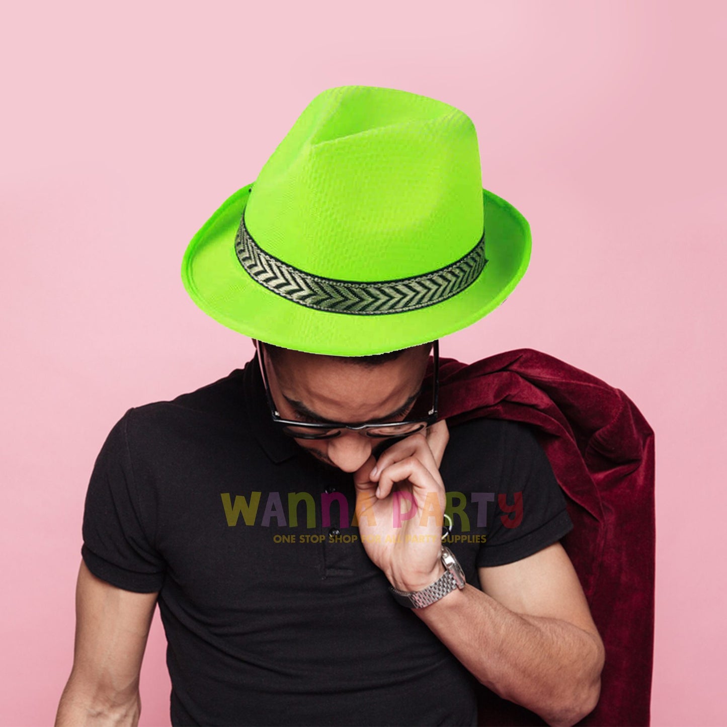 Fedora Hat Neon Green