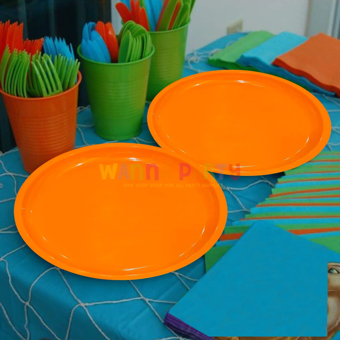 10" Solid Color Orange Round Plates - 6PC