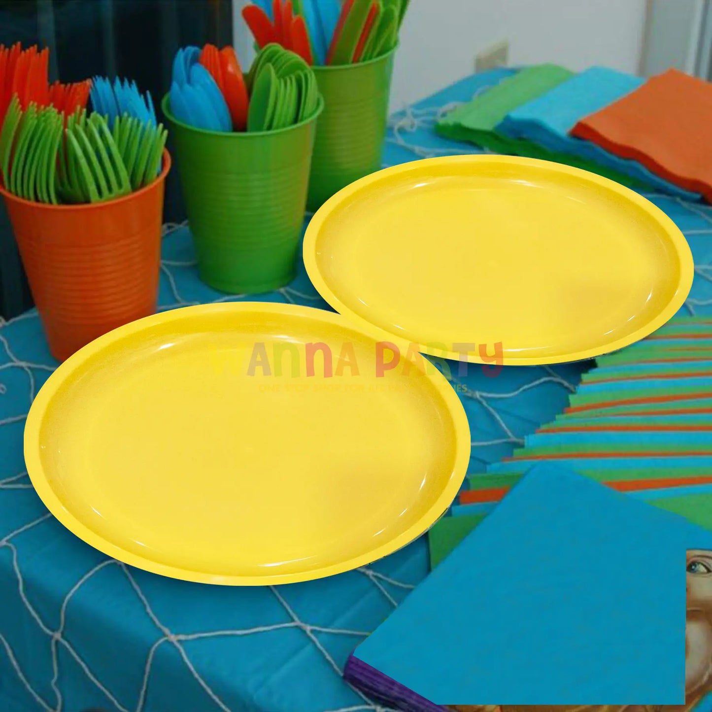 10" Solid Color Yellow Round Plates - 6PC