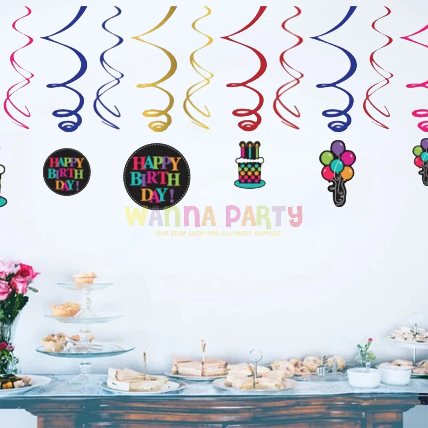 Party On Swirl Decoration - 12CT