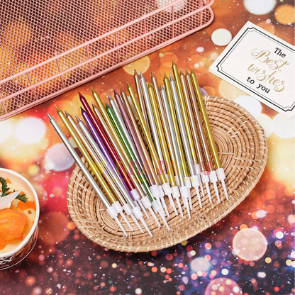 Pencil Thin Golden Candles - 10PC