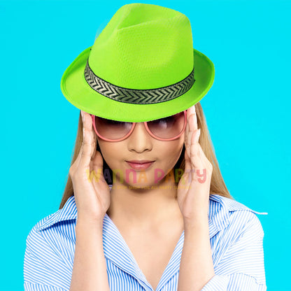 Fedora Hat Neon Green