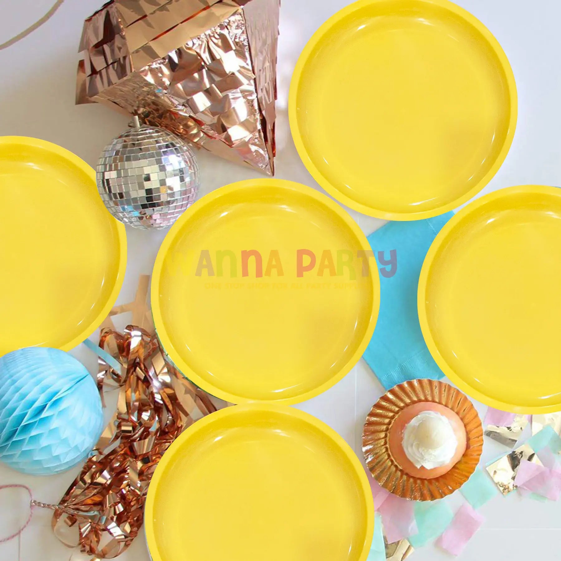 10" Solid Color Yellow Round Plates - 6PC