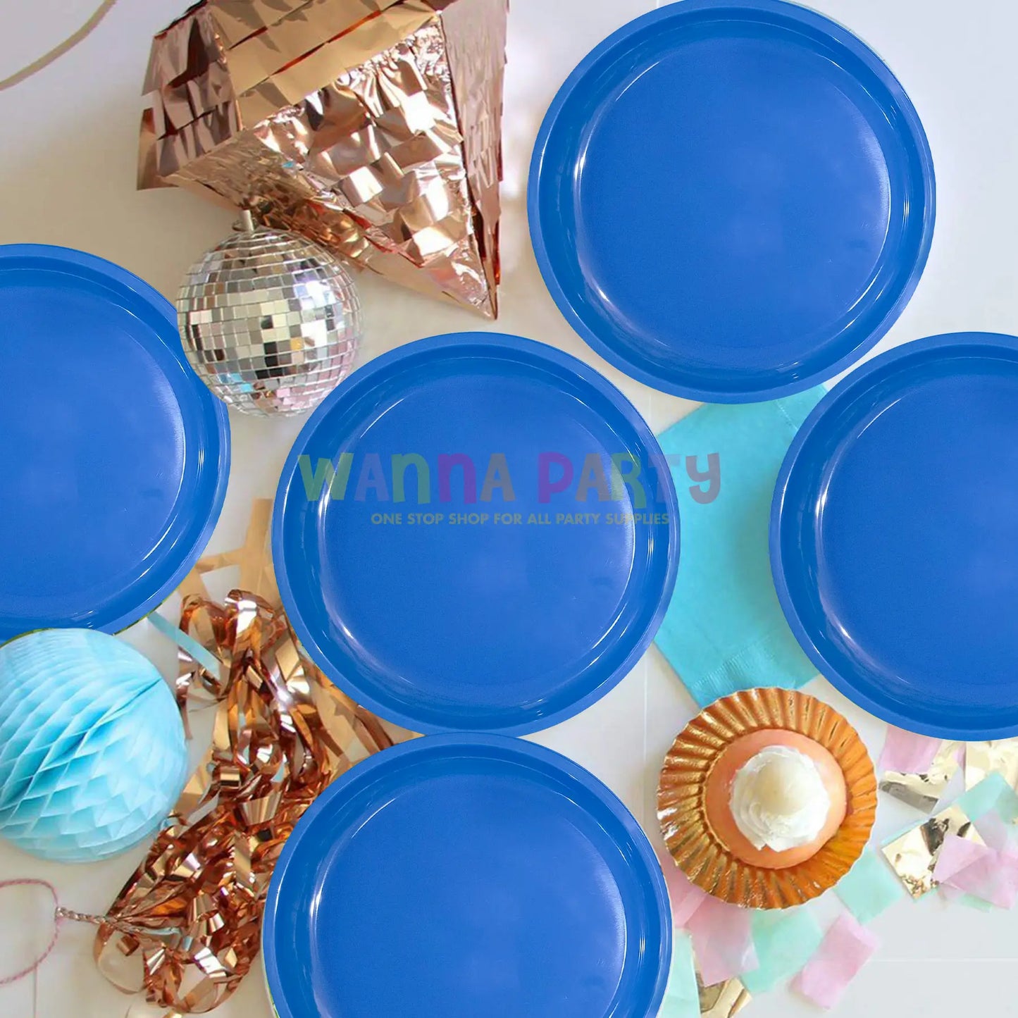 10" Solid Color Royal Blue Round Plates - 6PC