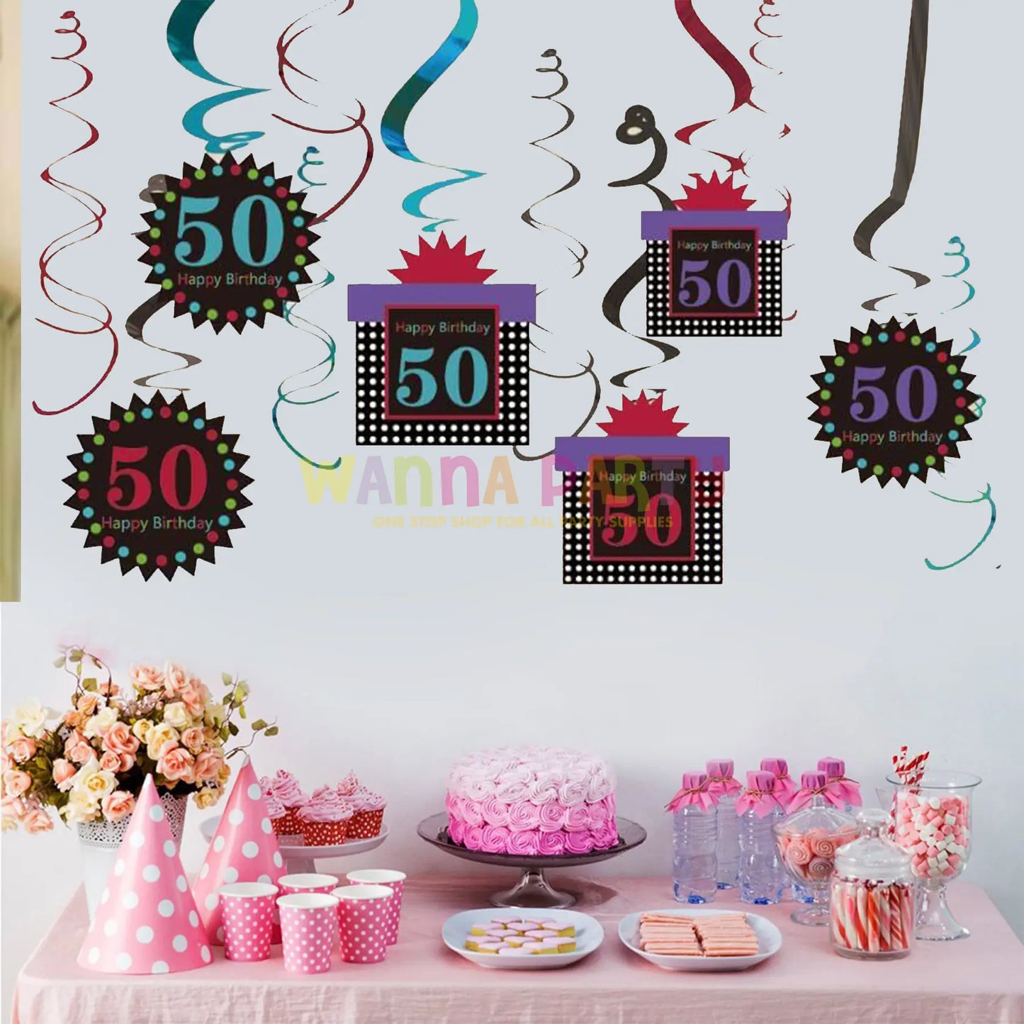 50th Birthday Swirl Decoration - 12 PC