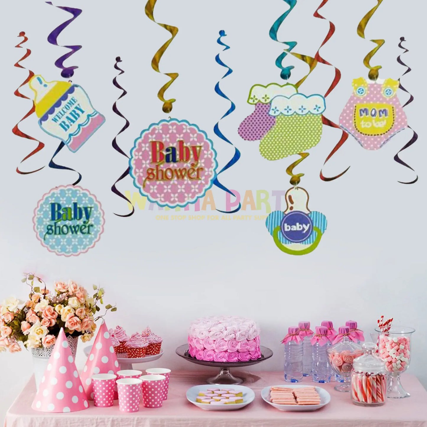 Baby Shower Swirl Decoration - 12 PC