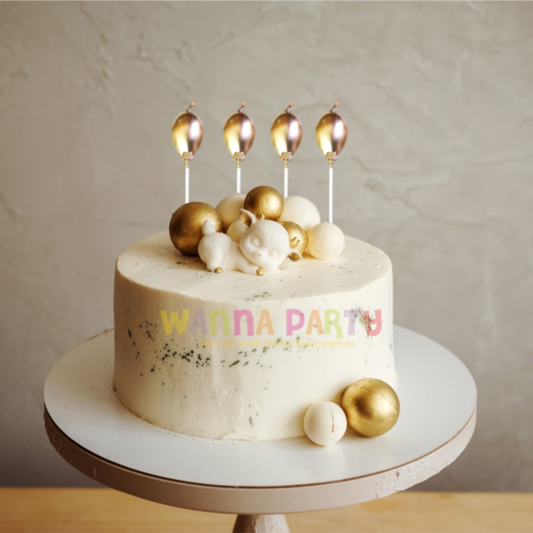 Champagne Gold Balloon Candles - 4PC