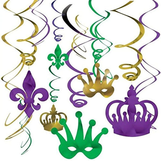 Mardi Gras Swirl Decoraiton - 12CT