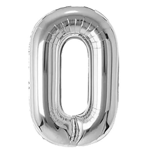 40" Numerical 0 Silver Balloon