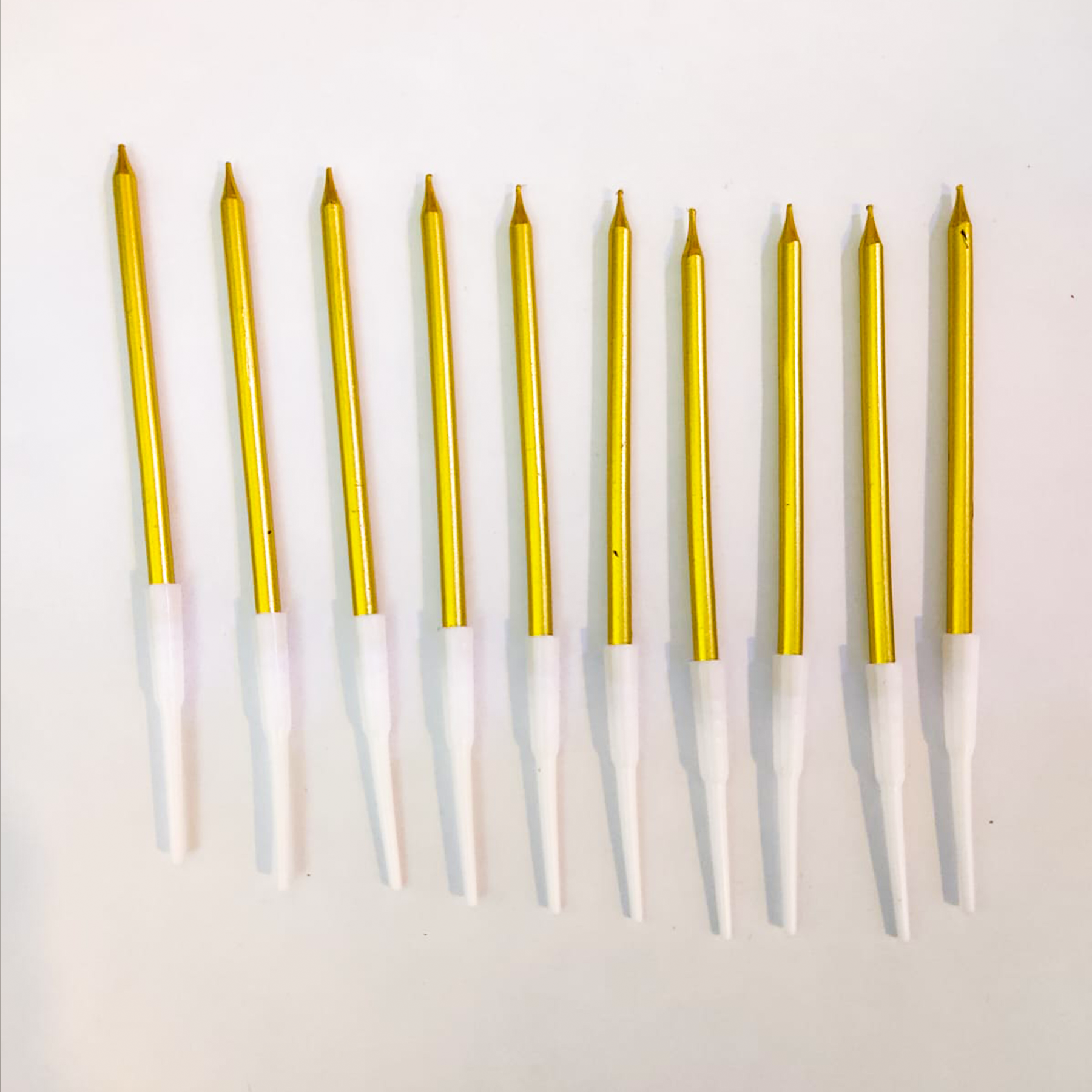 Pencil Thin Golden Candles - 10PC