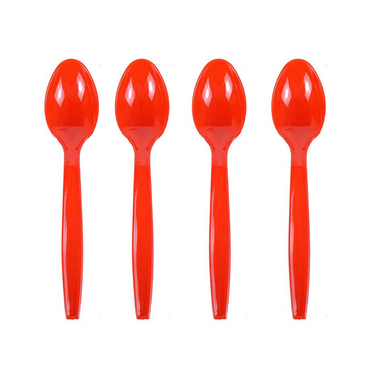 Apple Red Color Spoons / Cutlery Premium & Sturdy (Washable & Reusable) - 20PC