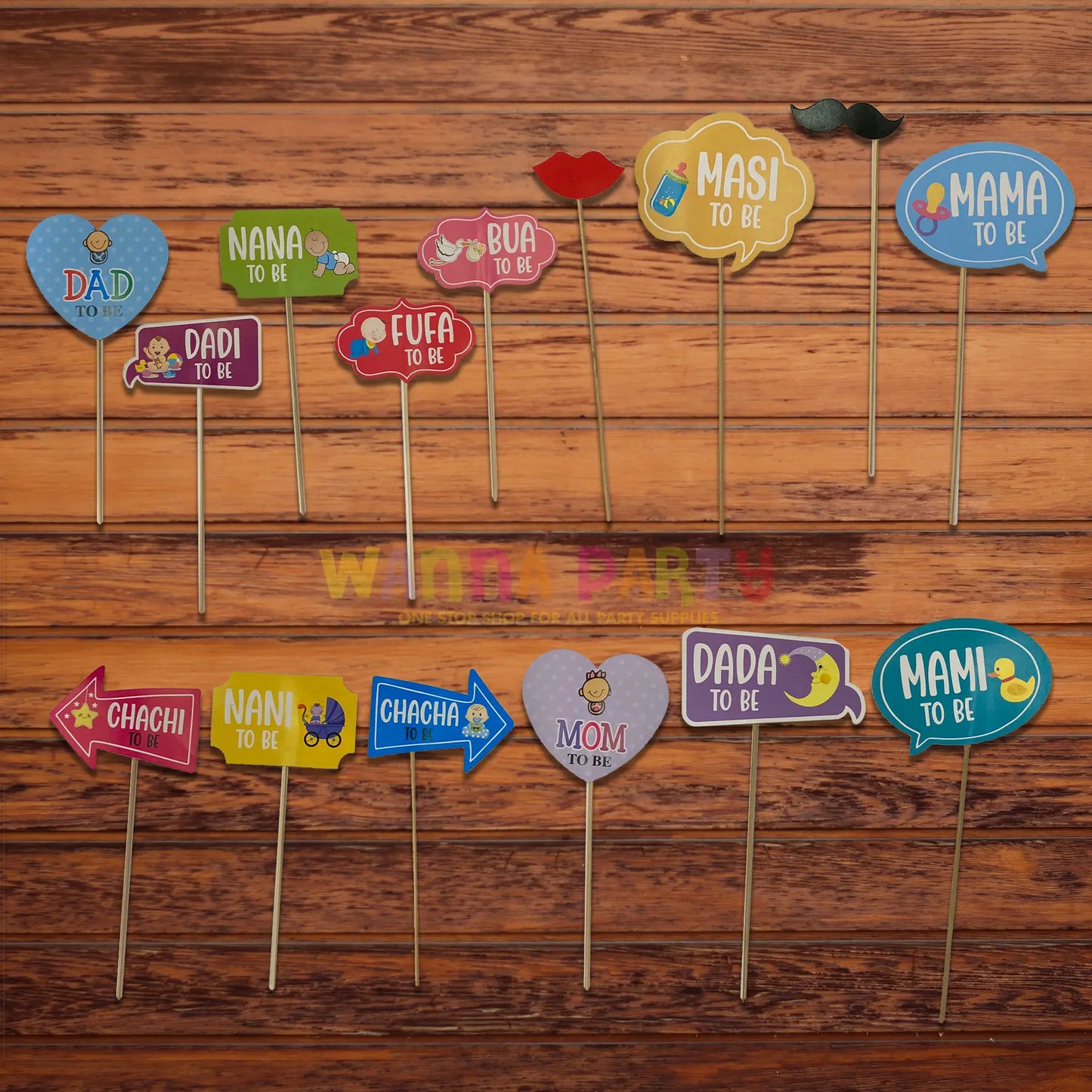 Baby Shower Relationship Photo Props- 12PC