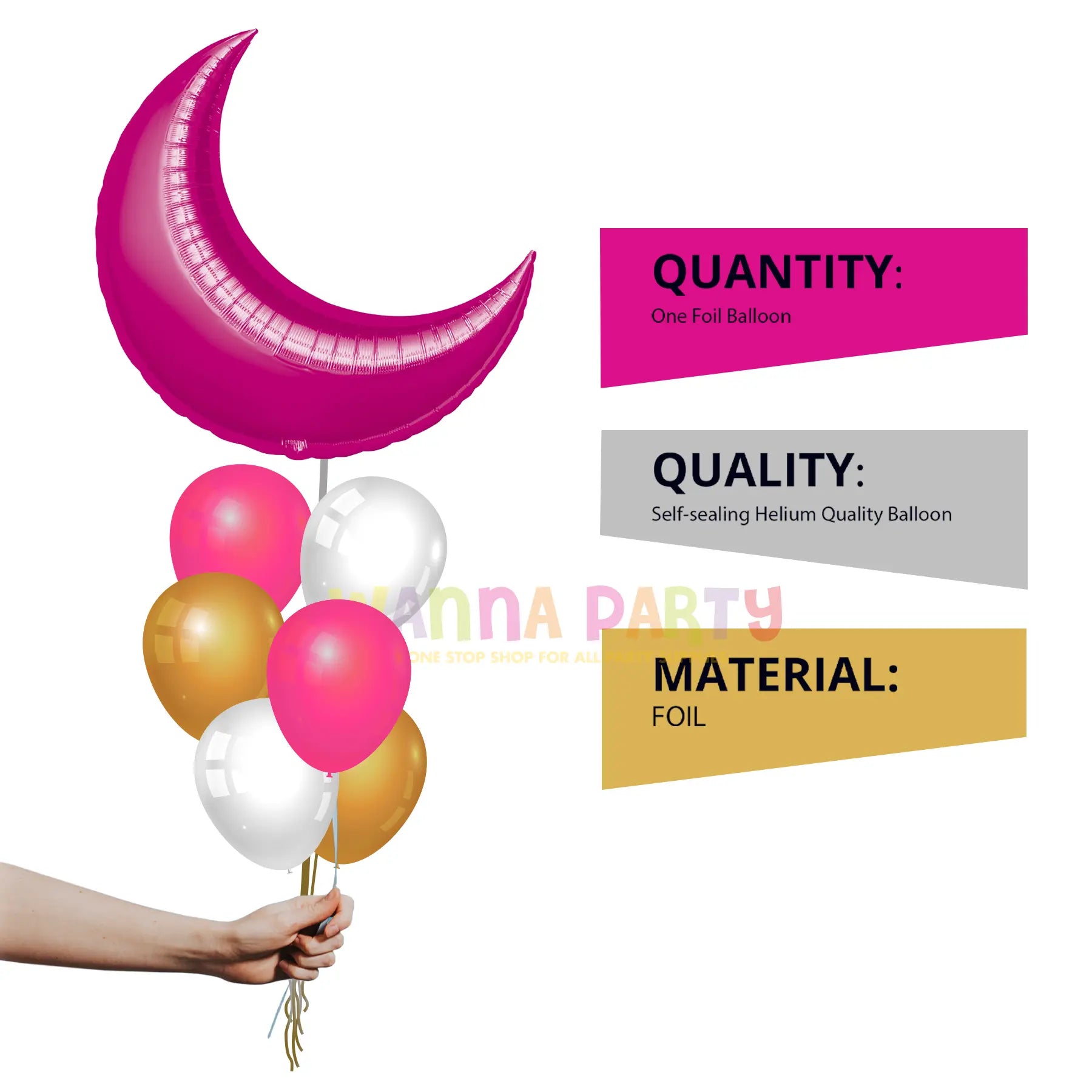 Fuchsia Crescent Moon Shaped Balloon 26" S40