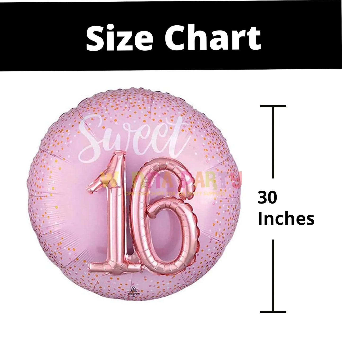 Plush Sweet 16 Multi Balloon 30" P75