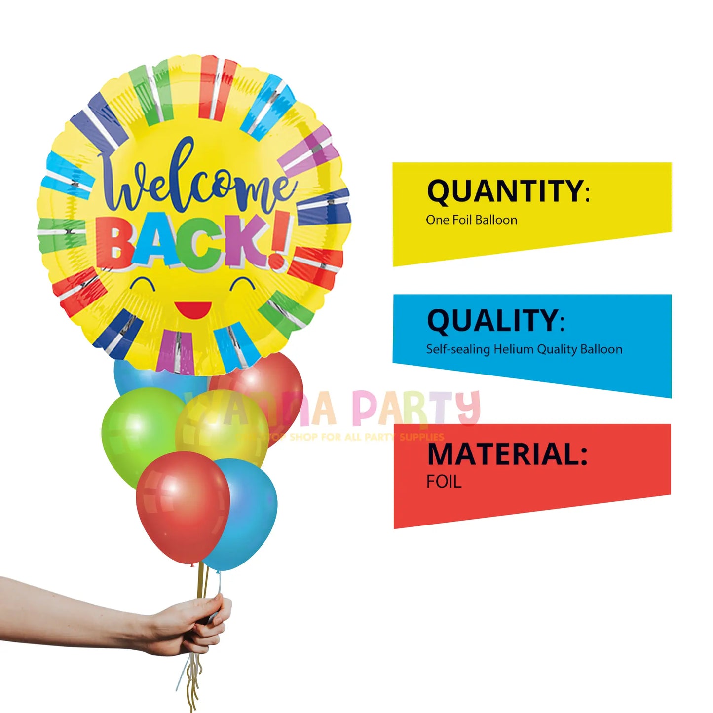 Welcome Back Colorful Stripes Balloon 18"