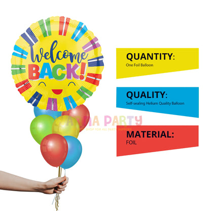 Welcome Back Colorful Stripes Balloon 18"