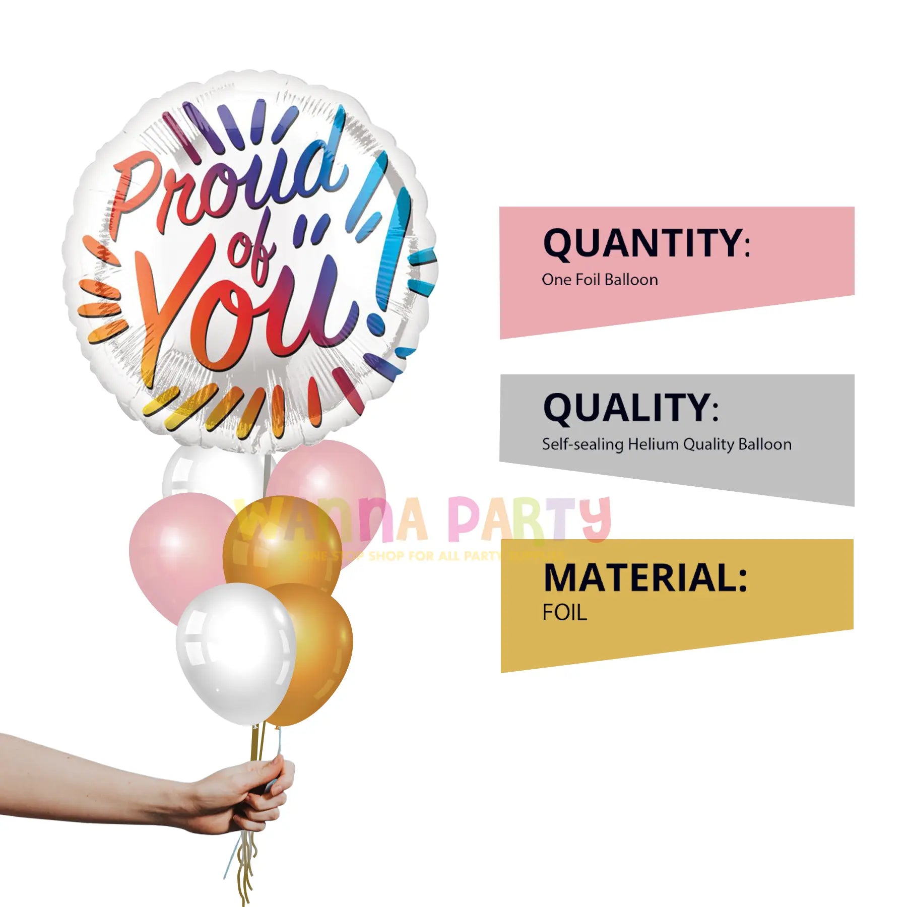 Proud of You Rainbow Colors Balloon 18