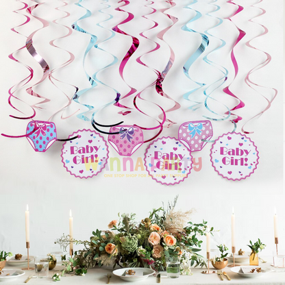 Baby Girl Swirl Decoration - 12PC