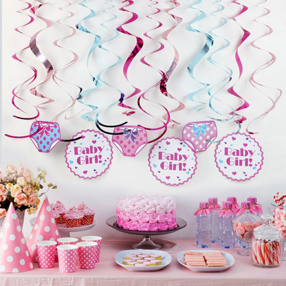 Baby Girl Swirl Decoration - 12PC