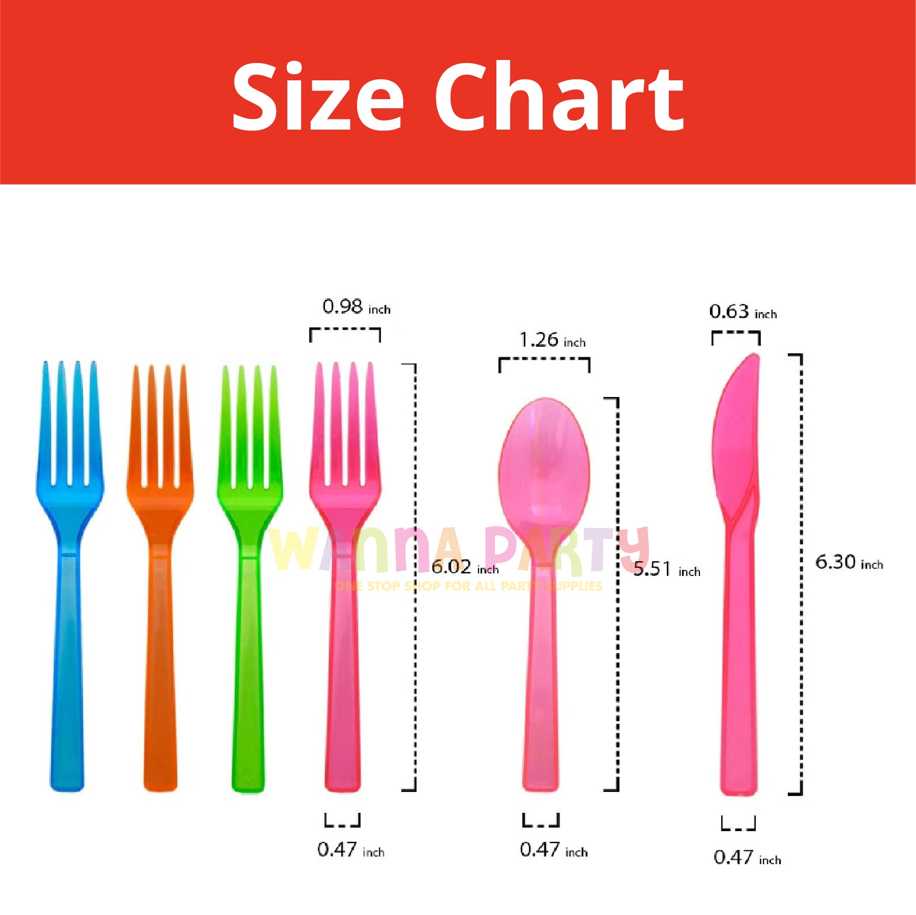 Assorted Neon Cutlery Set - 48PC