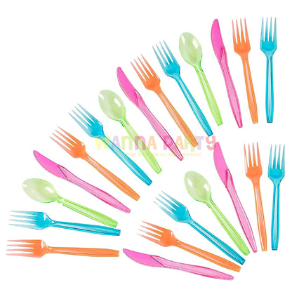 Assorted Neon Cutlery Set - 48PC